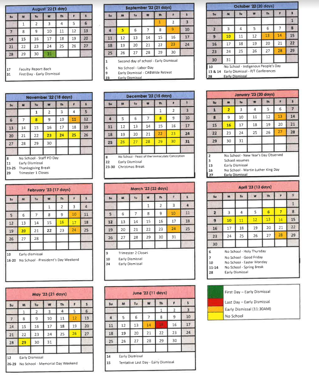 Calendarpng Catholic Academy Bridgeport